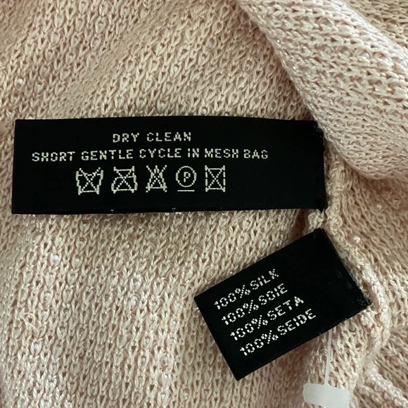 RALPH LAUREN Light Pink Silk Beaded Short Sleeve Top Women’s Size M - Picture 7 of 7